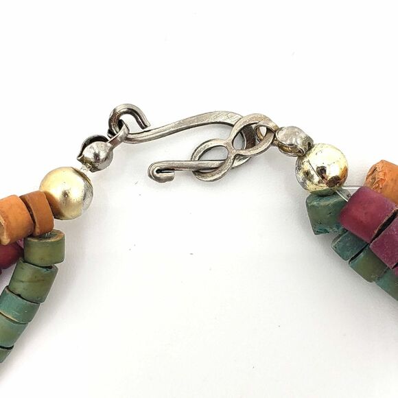 Elephant Giraffe Green Orange Red Wood Beads Fetish Necklace Boho Chic Festival - Picture 9 of 9